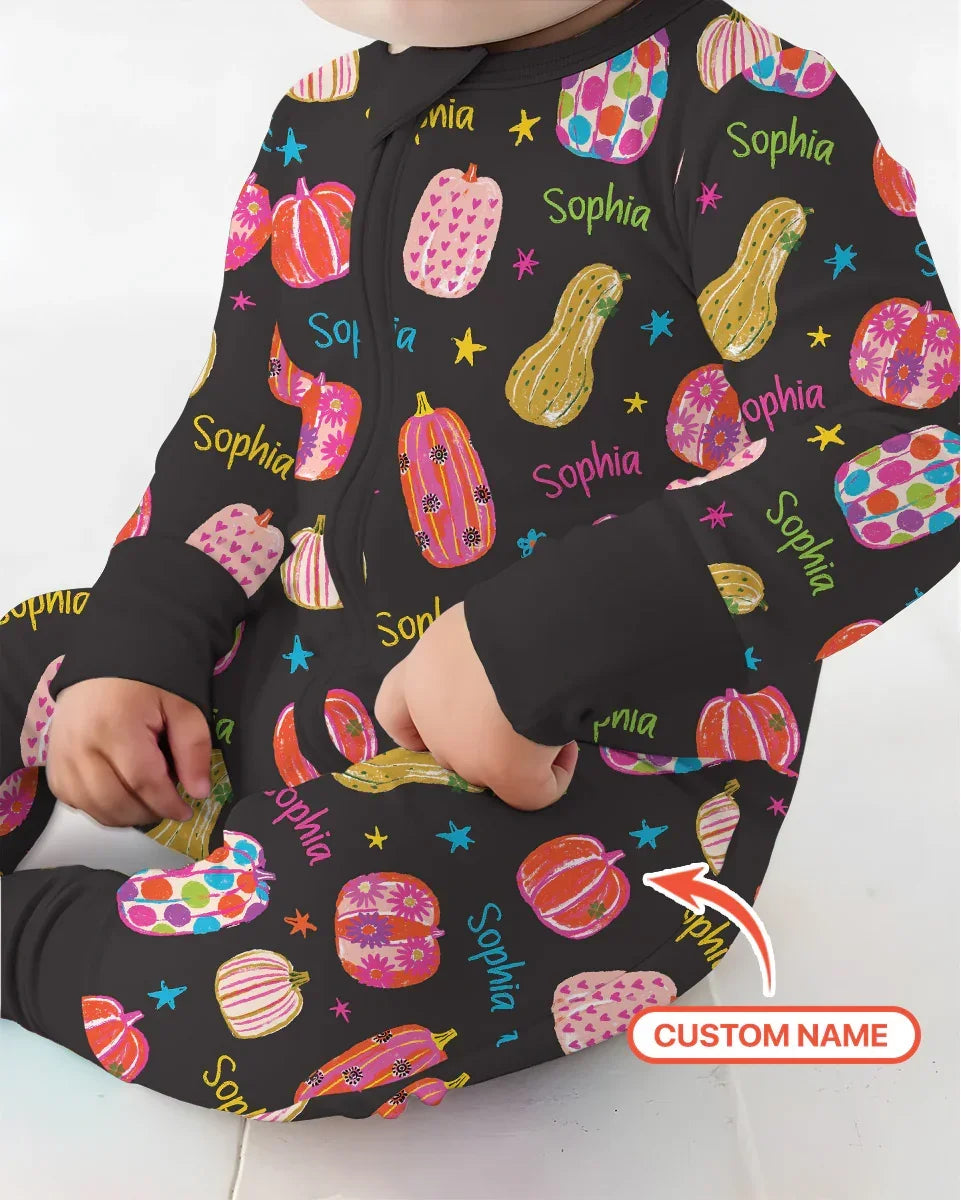Custom Name Colorful Pumpkin Bamboo Convertible Zippy