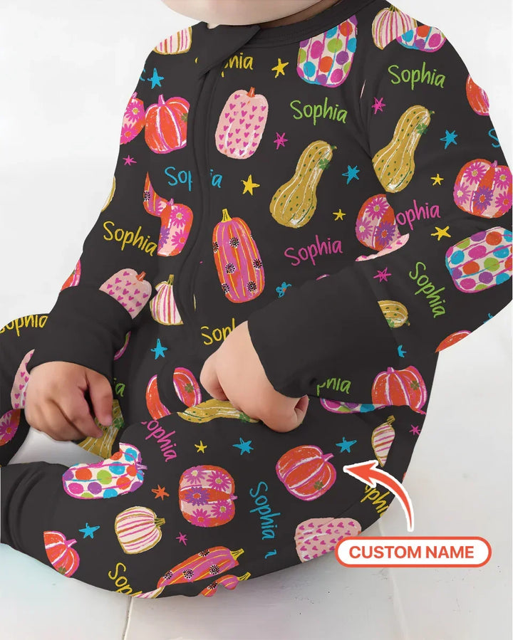 Custom Name Colorful Pumpkin Bamboo Convertible Zippy