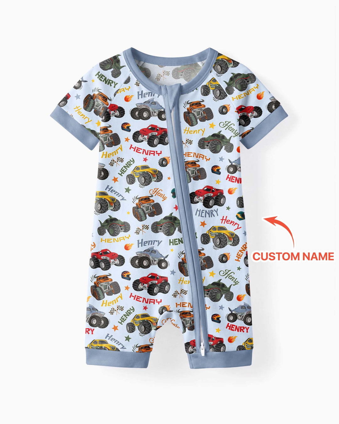Personalized Monster Truck Bamboo Shorty Zippy