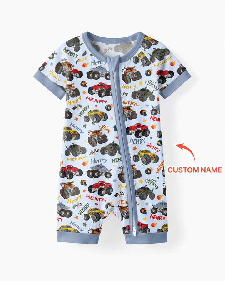 Personalized Monster Truck Bamboo Shorty Zippy