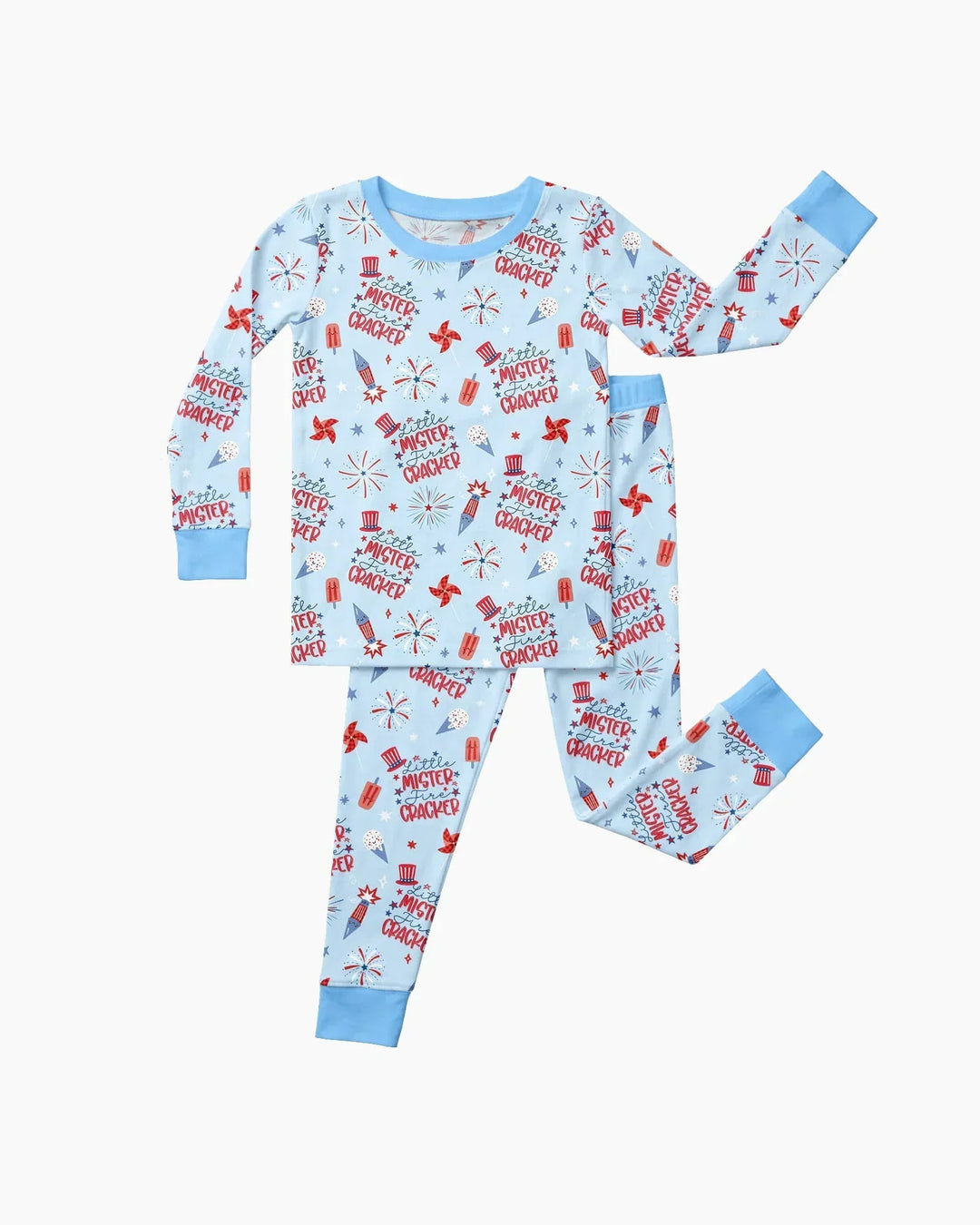 Little Miss Firecracker 4th July Bamboo Two Piece Long Sleeve Pajama Set