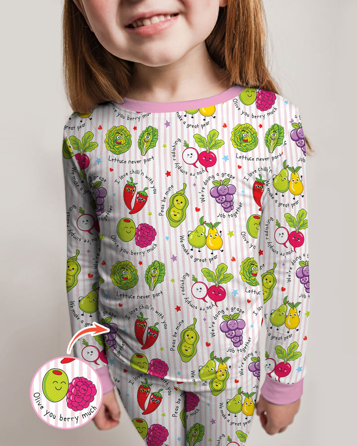 Fruits And Vegetables Love Puns Bamboo Two Piece Long Sleeve Pajama Set