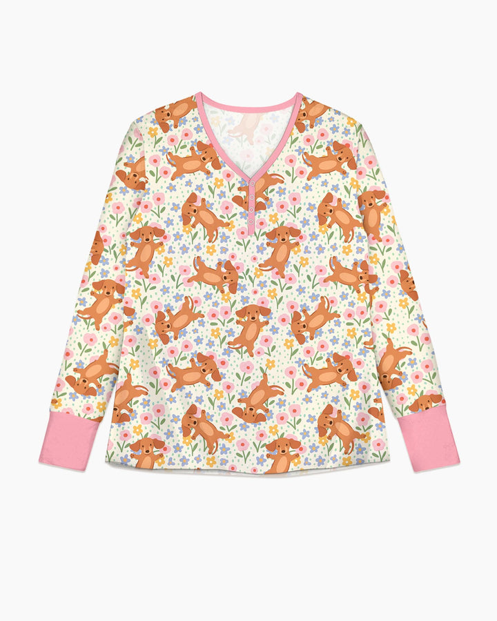 Dachshund Blooms Family Matching Bamboo Women Pajama Set