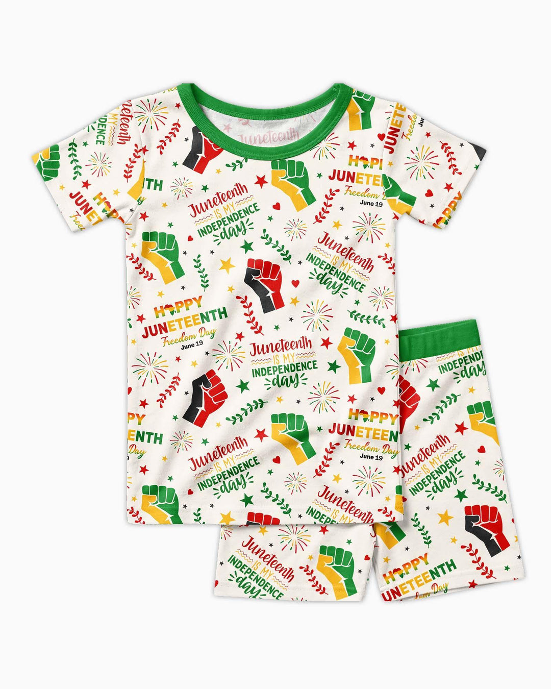 Happy Juneteenth Freedom Day Bamboo Two Piece Short Sleeve Shorts Pajama Set