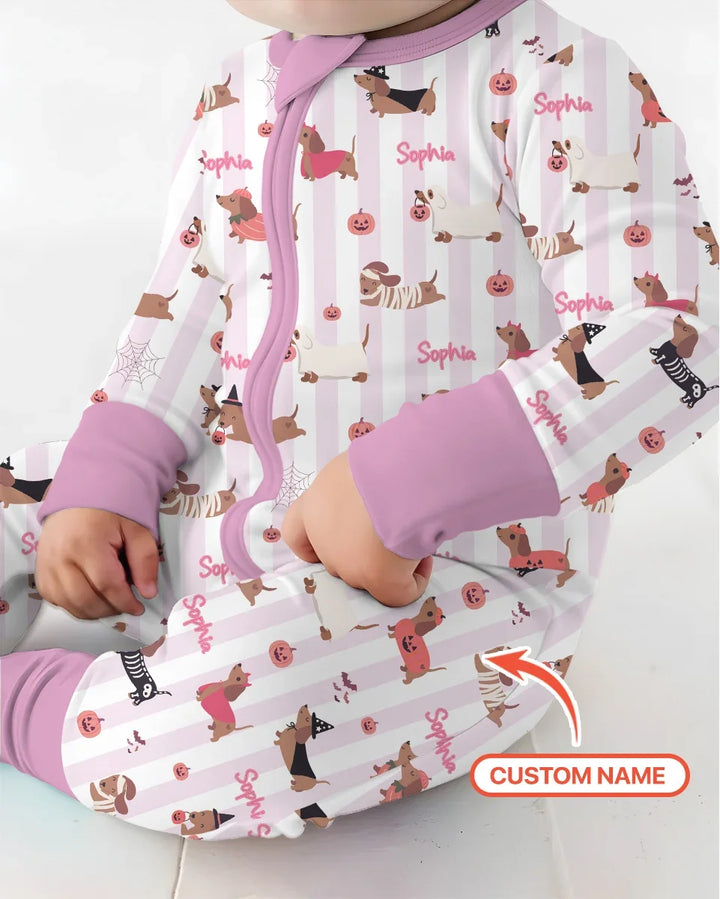Custom Name Boo Crew Halloween Dachshund  Bamboo Convertible Zippy
