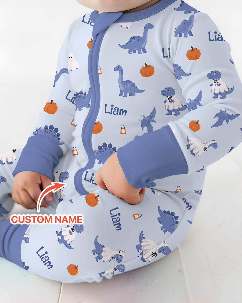 Custom Name Spooky Dinosaur Halloween - Personalized Bamboo Convertible Zippy