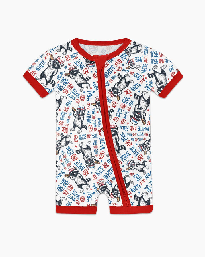 Red White and Feral Bamboo Shorty Zippy