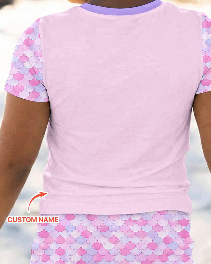 Custom Name Black Mermaid I Am Beautiful Bamboo Two Piece Short Sleeve Pajama Set