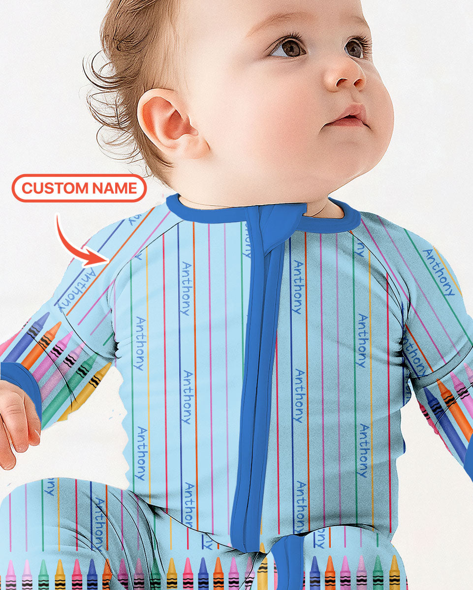 Custom Name Crayon Lines Bamboo Convertible Zippy