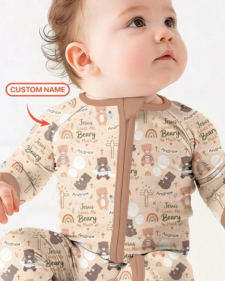 Custom Name Jesus Loves Me Beary Much Bamboo Convertible Zippy