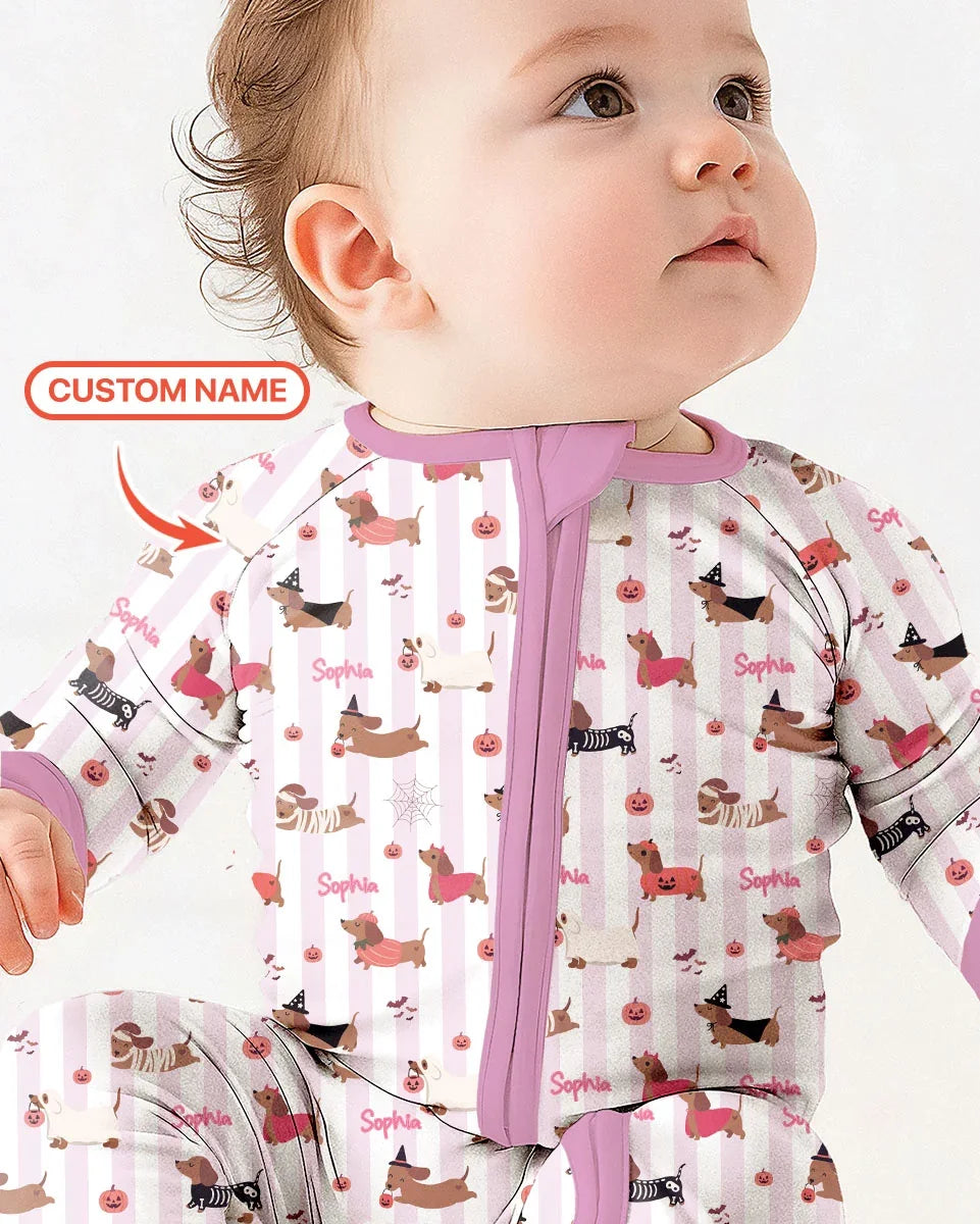 Custom Name Boo Crew Halloween Dachshund  Bamboo Convertible Zippy
