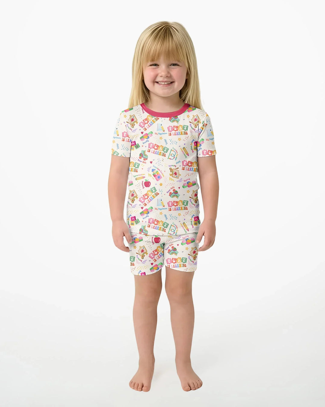 Play and Learn Bamboo Two Piece Short Sleeve Shorts Pajama Set