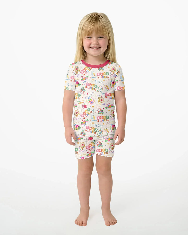 Play and Learn Bamboo Two Piece Short Sleeve Shorts Pajama Set