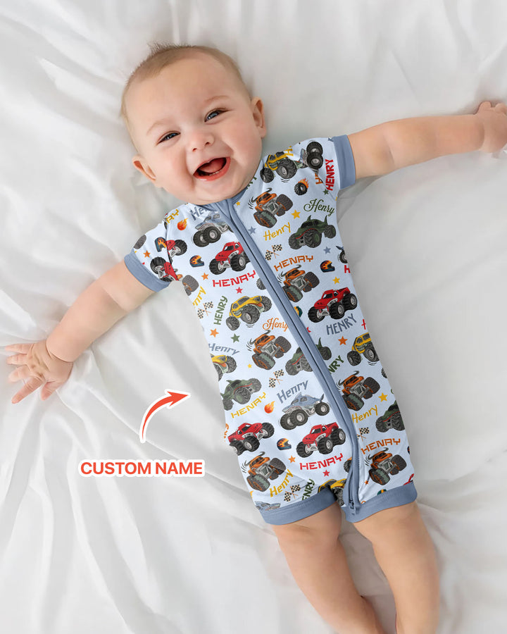 Personalized Monster Truck Bamboo Shorty Zippy