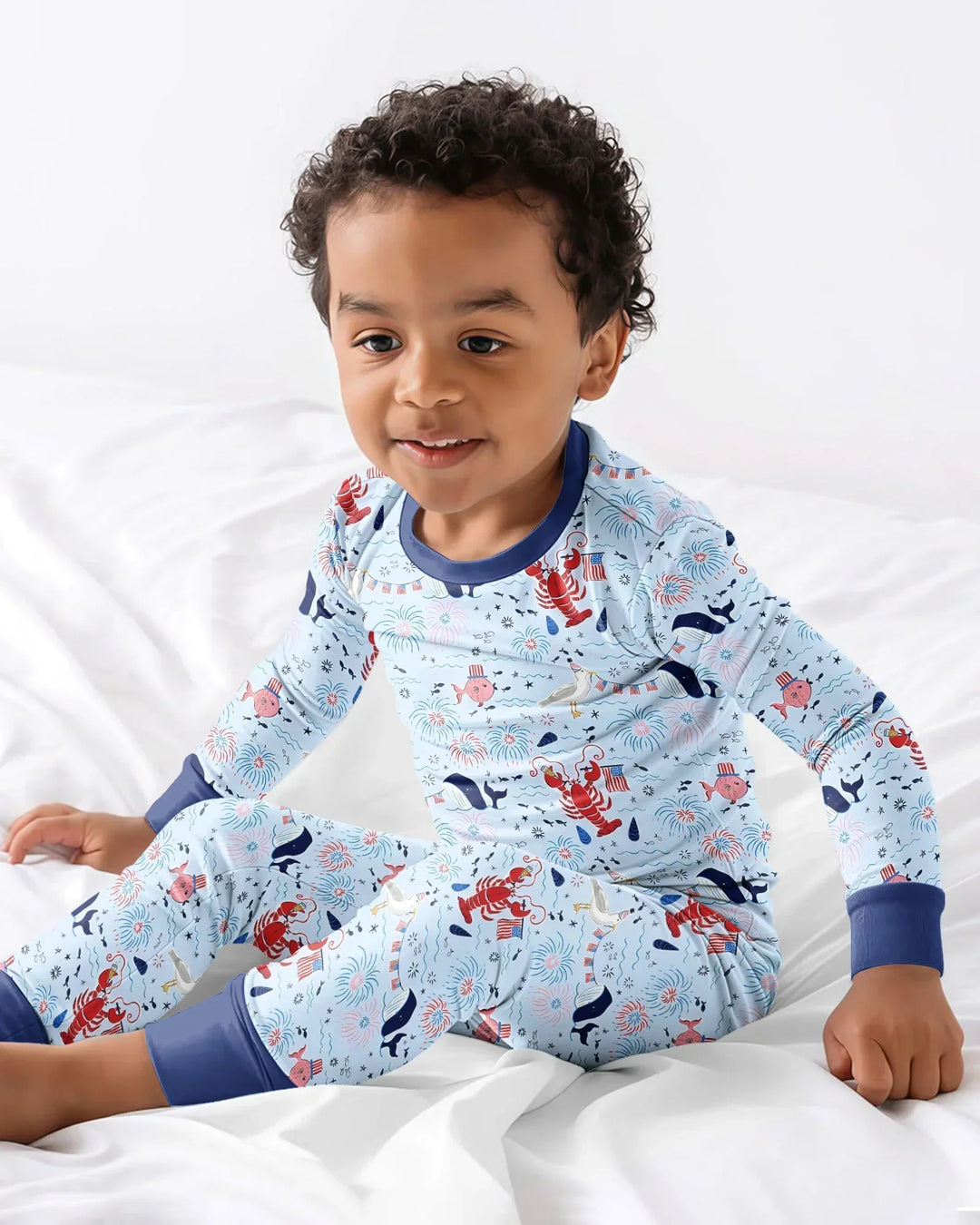 250 Summers Strong Matching Family Bamboo Two Piece Long Sleeve Pajama Set