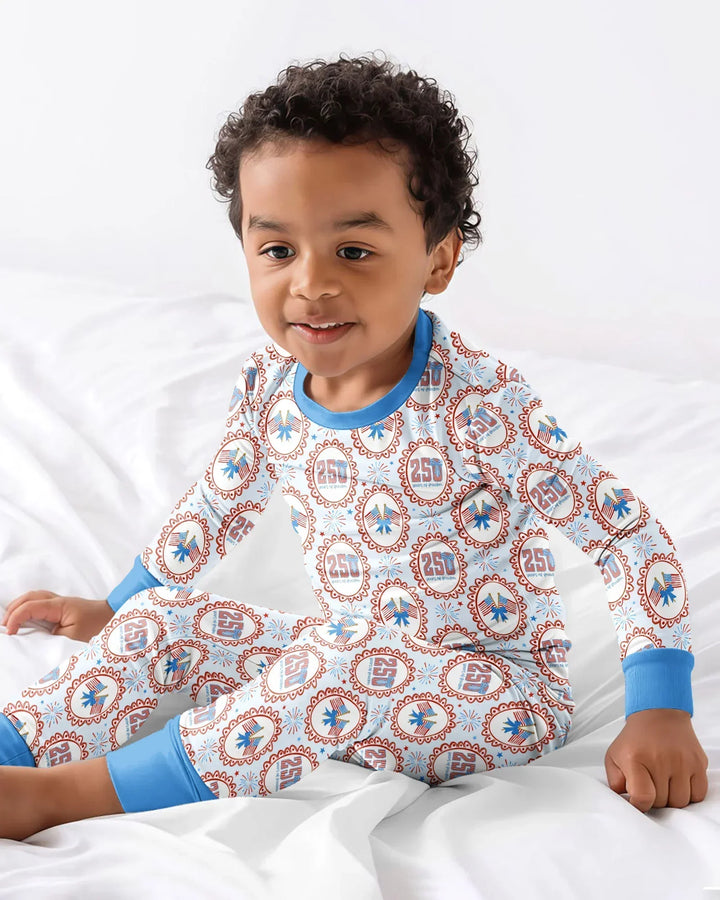 Patriotic Coquette Bamboo Two Piece Long Sleeve Pajama Set