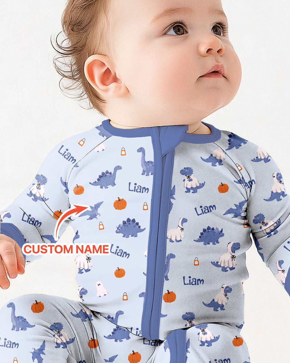 Custom Name Spooky Dinosaur Halloween - Personalized Bamboo Convertible Zippy