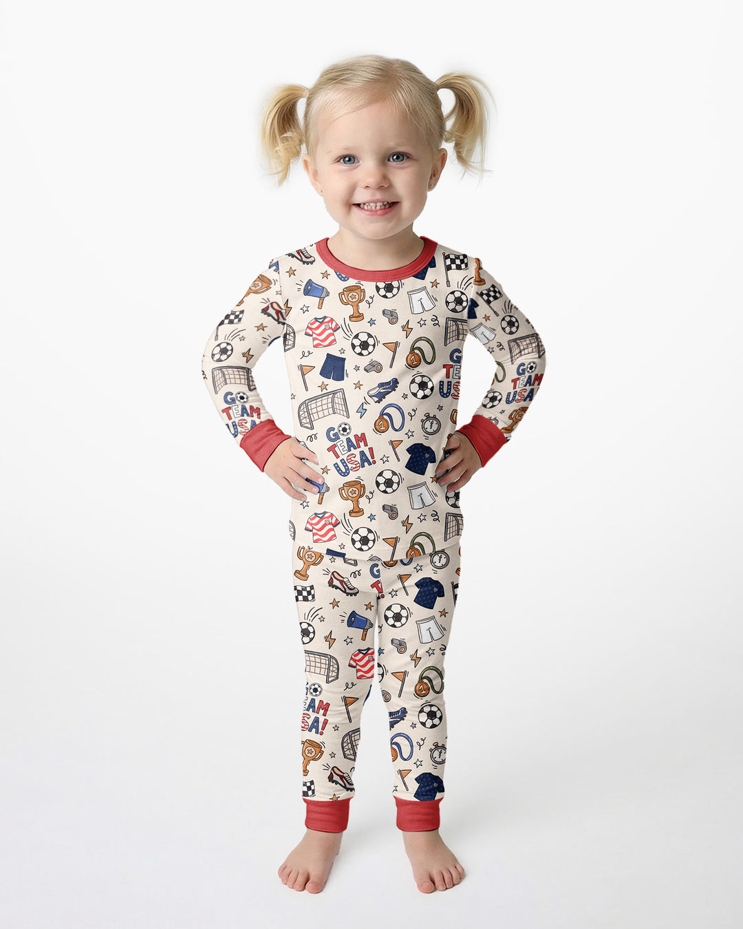 Soccer Go Team USA Bamboo Two Piece Long Sleeve Pajama Set