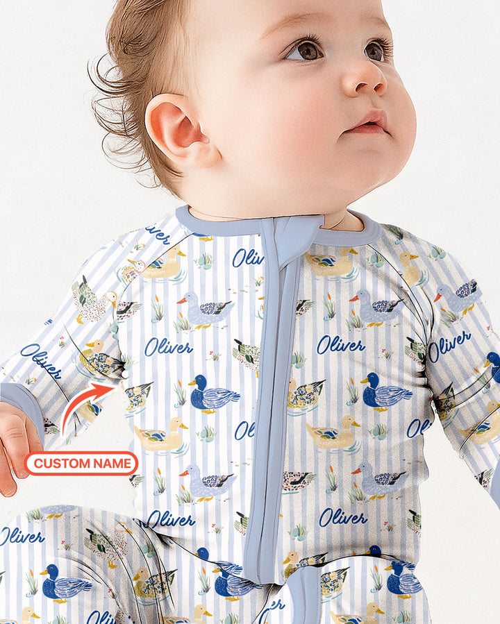 Whimsical Duck Custom Name Bamboo Convertible Zippy