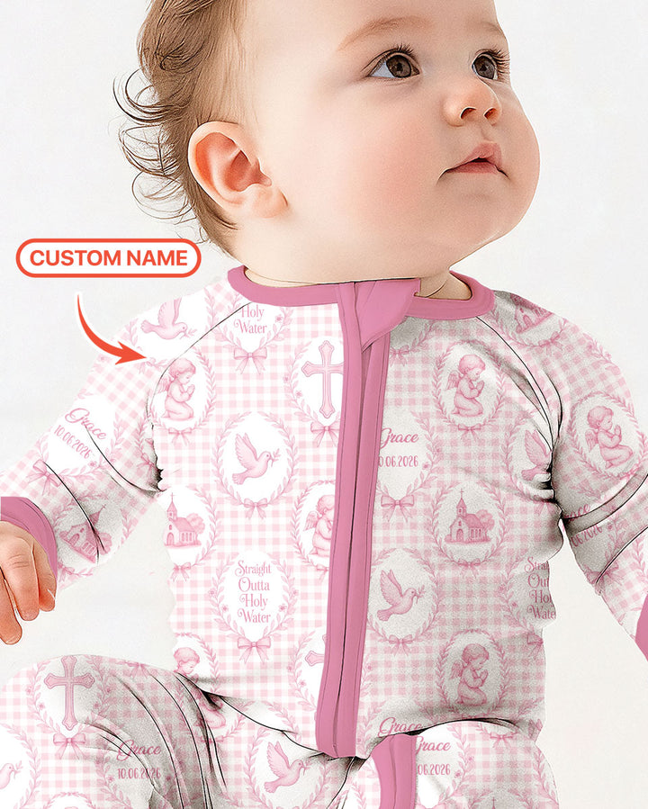 Custom Name Baptism Straight Outta Holy Water Bamboo Convertible Zippy