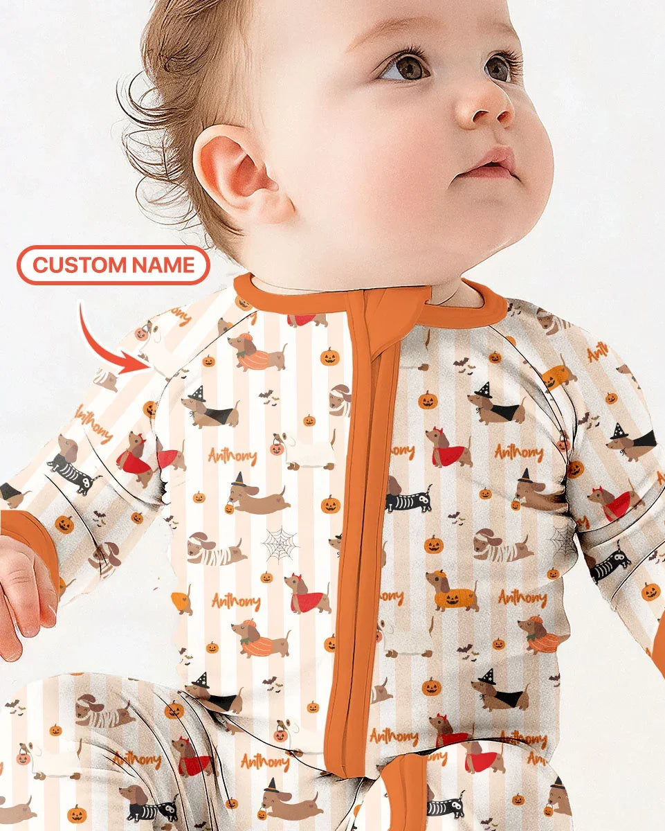 Custom Name Boo Crew Halloween Dachshund  Bamboo Convertible Zippy