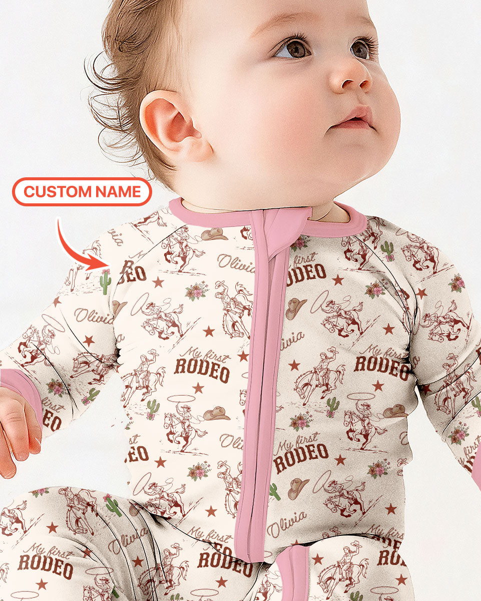 Custom Name First Rodeo Family Matching Bamboo Convertible Zippy