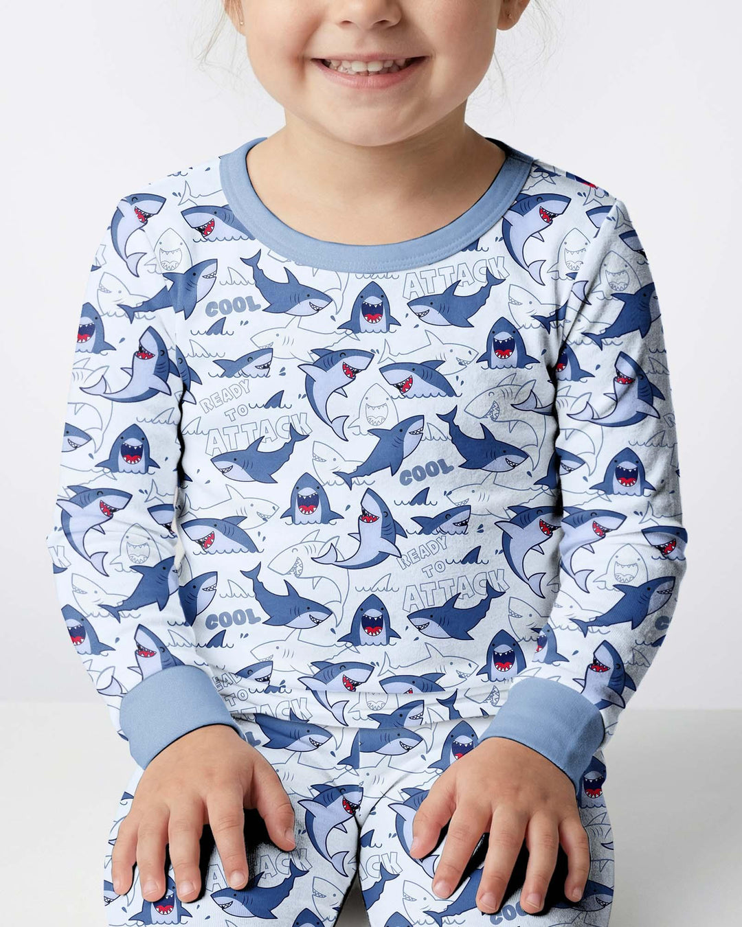 Big Sharks Attack Bamboo Two Piece Long Sleeve Pajama Set