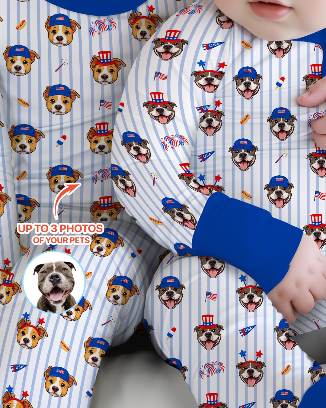 Custom Pet Image 4th of July Family Matching Bamboo Convertible Zippy