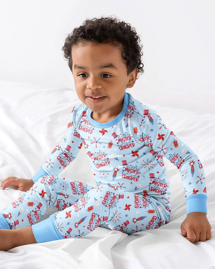 Little Miss Firecracker 4th July Bamboo Two Piece Long Sleeve Pajama Set