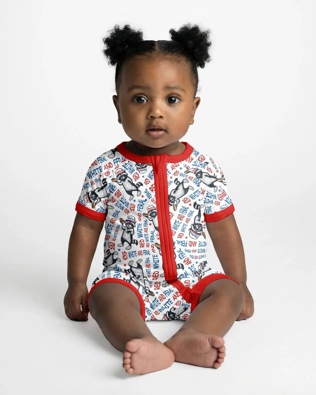 Red White and Feral Bamboo Shorty Zippy