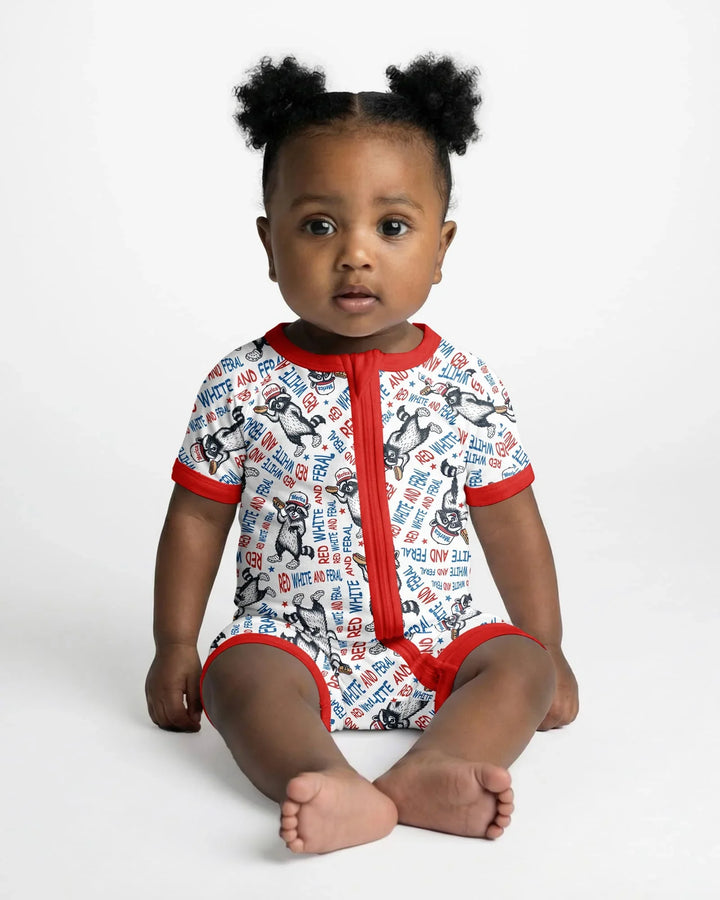 Red White and Feral Bamboo Shorty Zippy