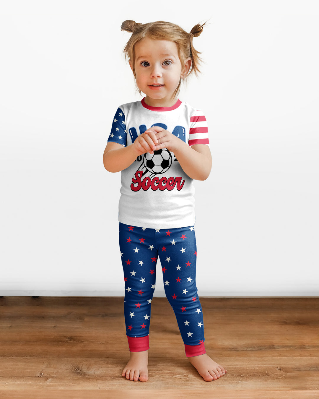 USA Soccer Cup Bamboo Two Piece Short Sleeve Pajama Set