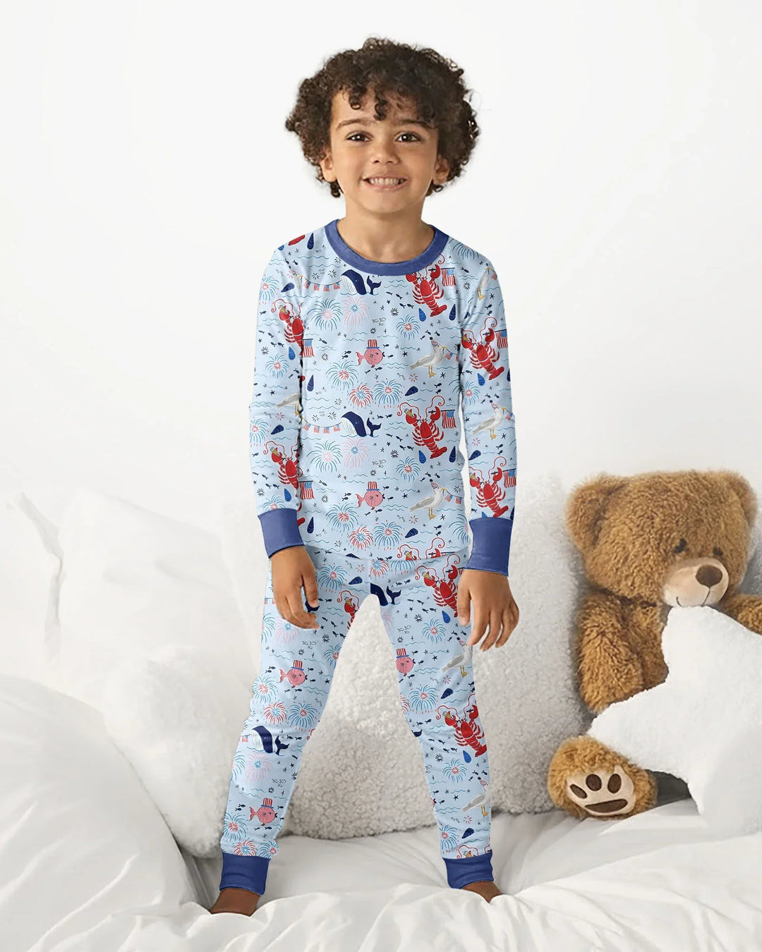 250 Summers Strong Matching Family Bamboo Two Piece Long Sleeve Pajama Set