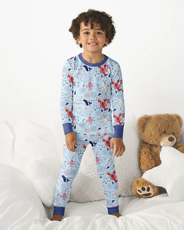 250 Summers Strong Matching Family Bamboo Two Piece Long Sleeve Pajama Set