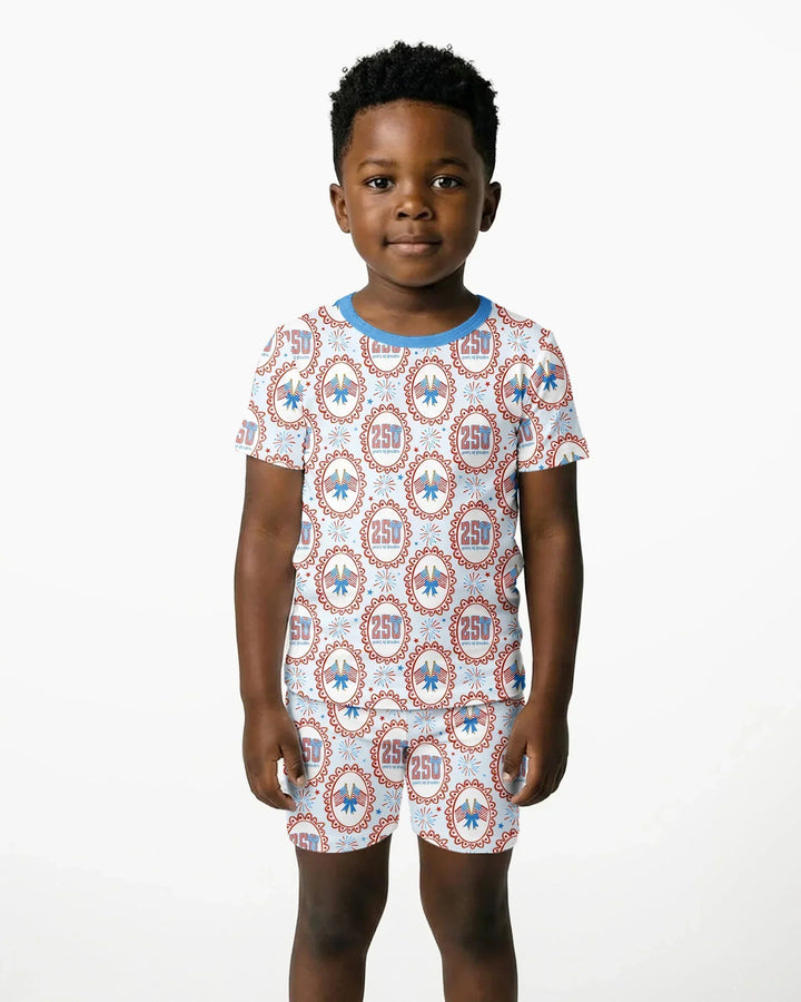 Patriotic Coquette Bamboo Two Piece Short Sleeve Shorts Pajama Set