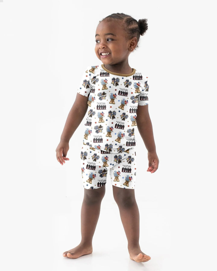 Honor the Brave Family Matching Bamboo Two Piece Short Sleeve Shorts Pajama Set