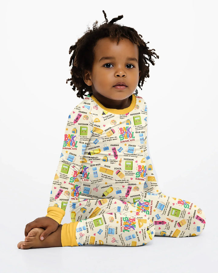Back To School Survival Kit Bamboo Two Piece Long Sleeve Pajama Set