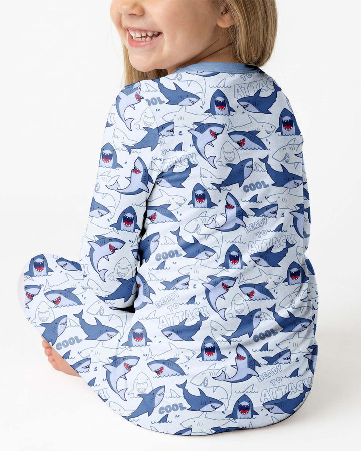 Big Sharks Attack Bamboo Two Piece Long Sleeve Pajama Set