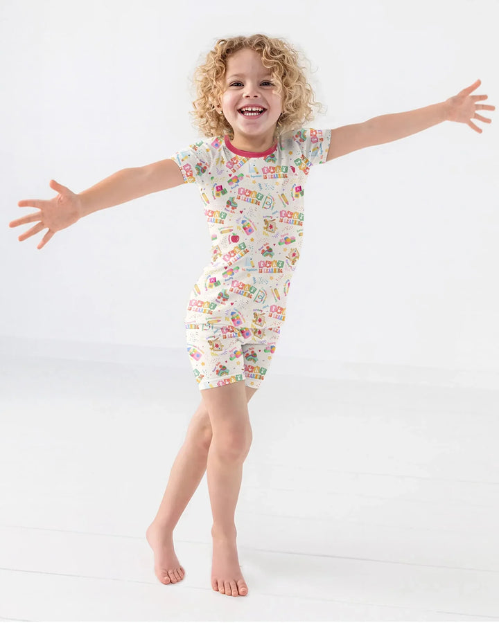 Play and Learn Bamboo Two Piece Short Sleeve Shorts Pajama Set