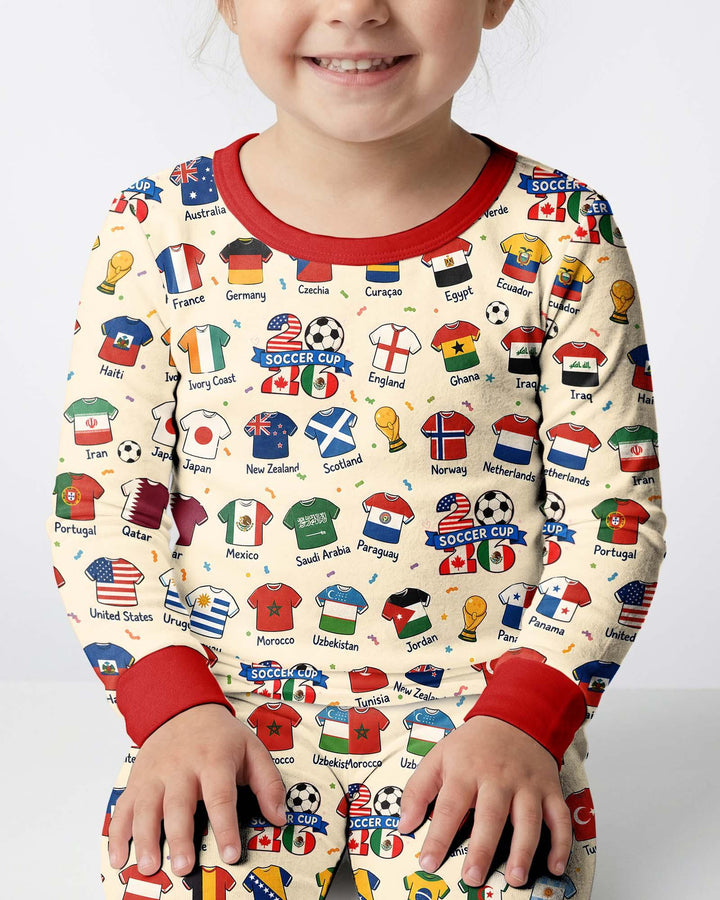 2026 Soccer World Jersey Flag Bamboo Two Piece Long Sleeve Pajama Set