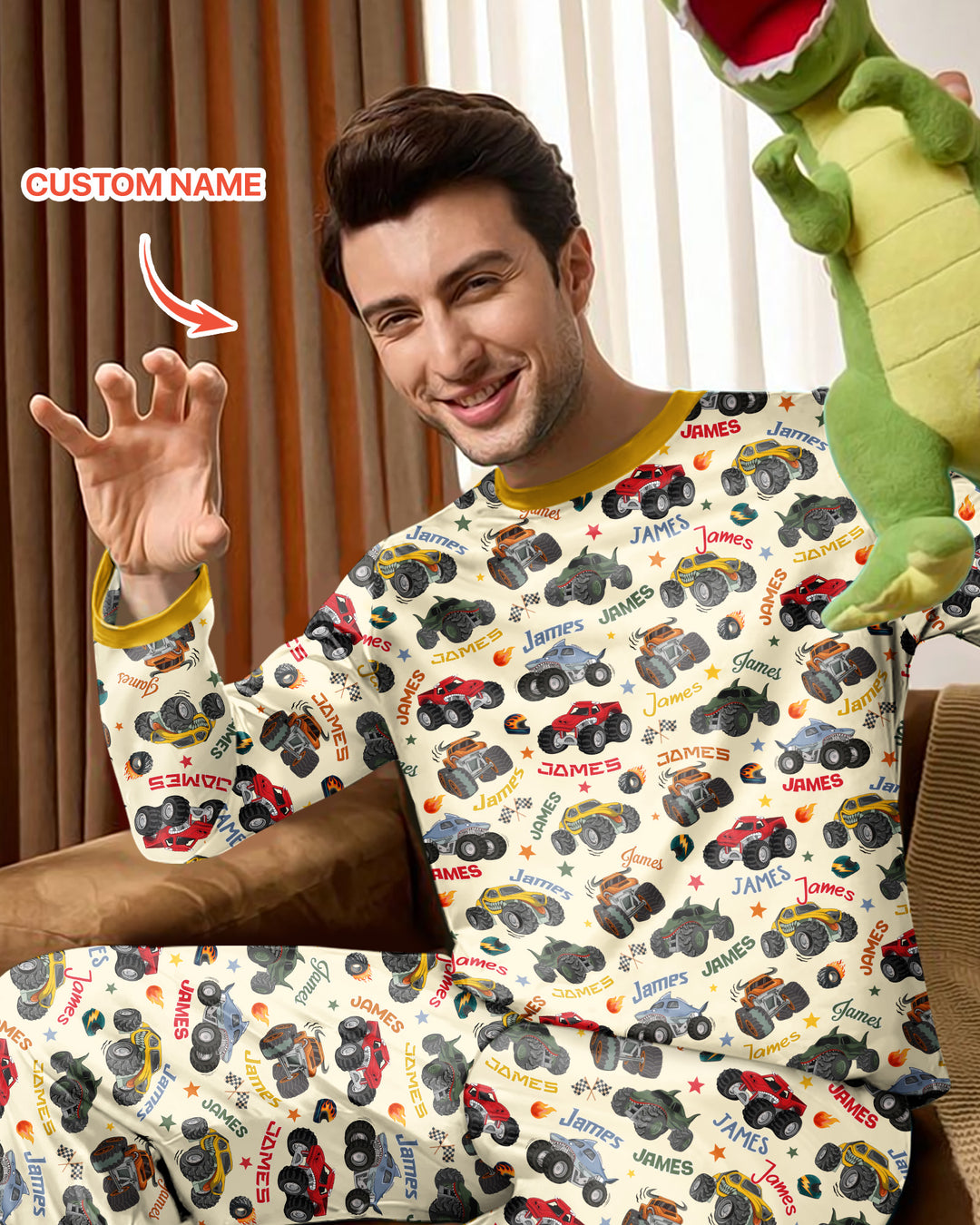 Personalized Monster Truck Bamboo Men's Pajama Set