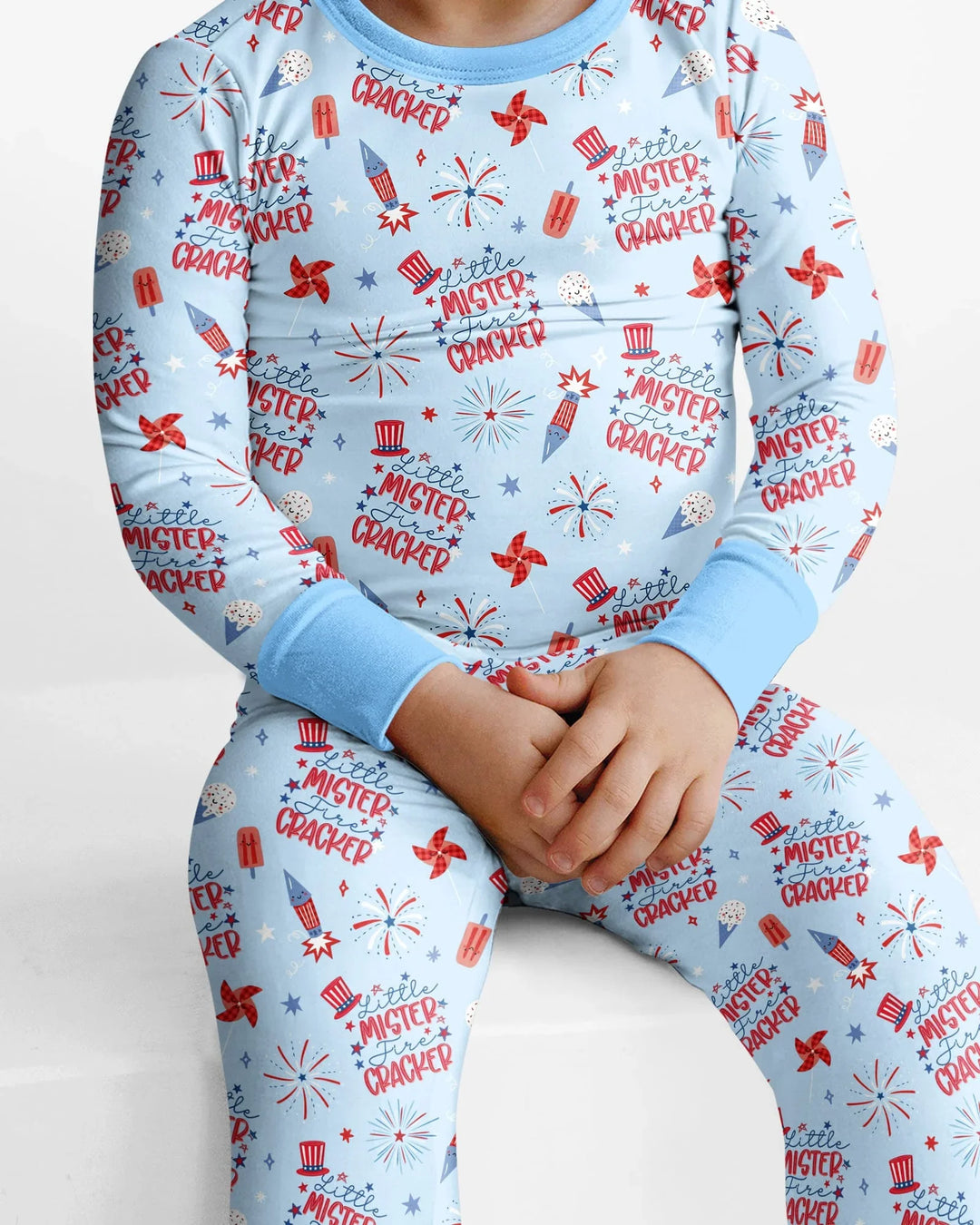 Little Miss Firecracker 4th July Bamboo Two Piece Long Sleeve Pajama Set
