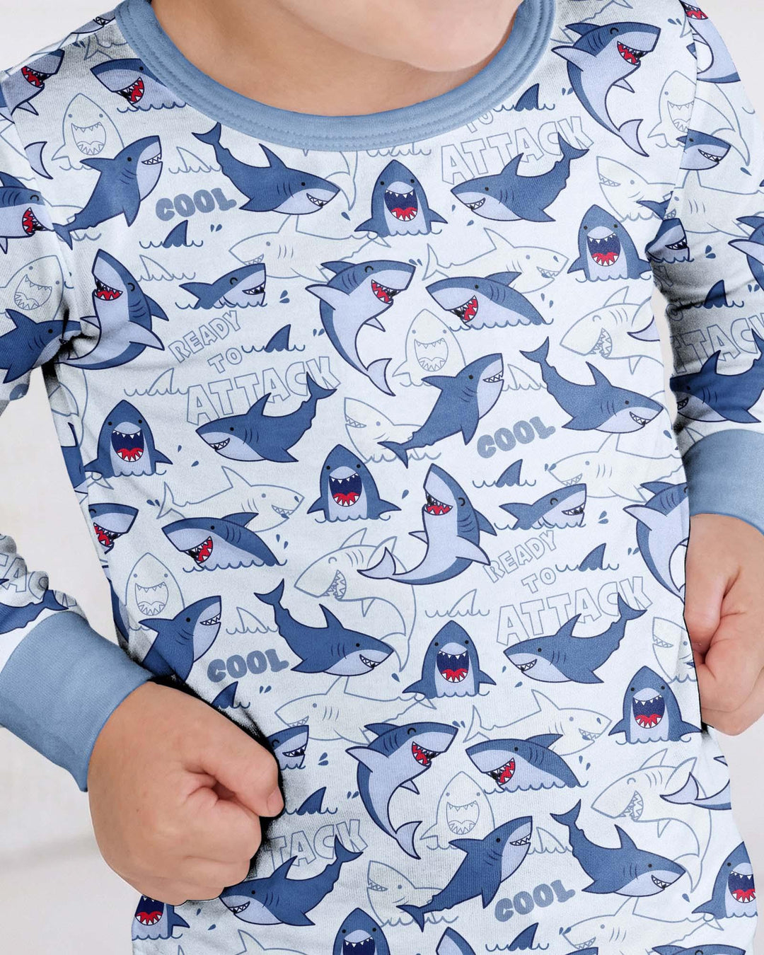 Big Sharks Attack Bamboo Two Piece Long Sleeve Pajama Set
