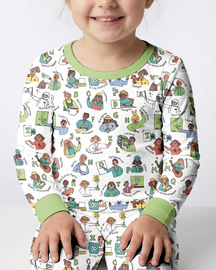 Jobs Alphabet Bamboo Two Piece Long Sleeve Pajama Set