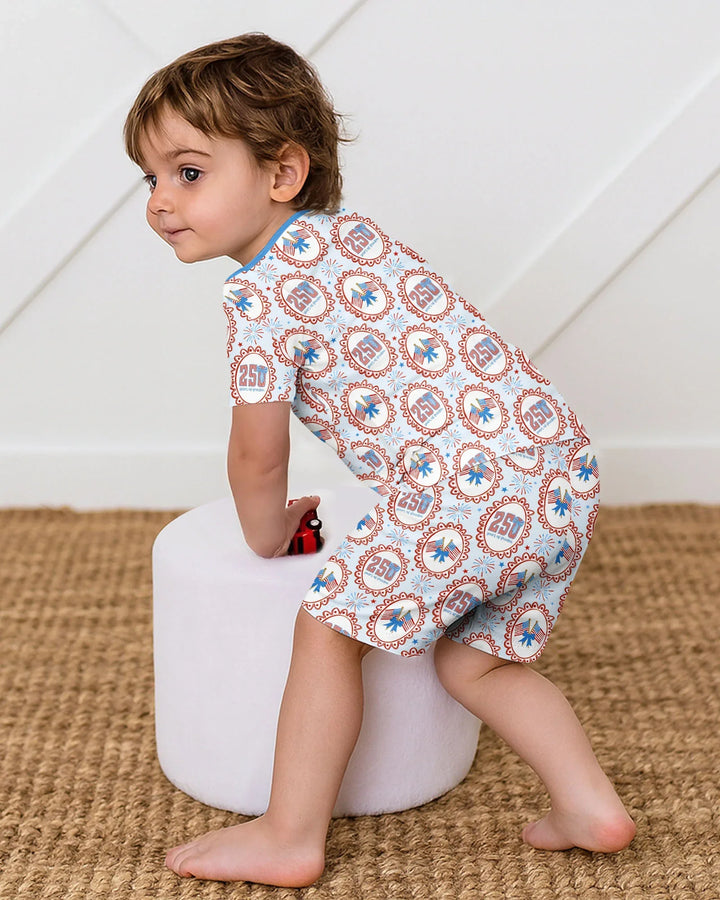 Patriotic Coquette Bamboo Two Piece Short Sleeve Shorts Pajama Set