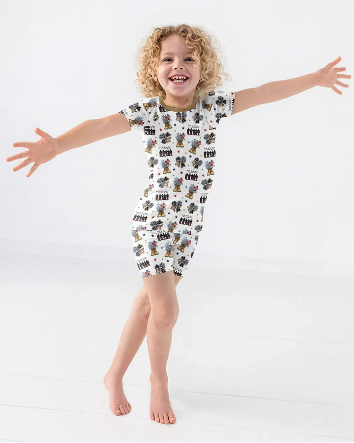Honor the Brave Family Matching Bamboo Two Piece Short Sleeve Shorts Pajama Set