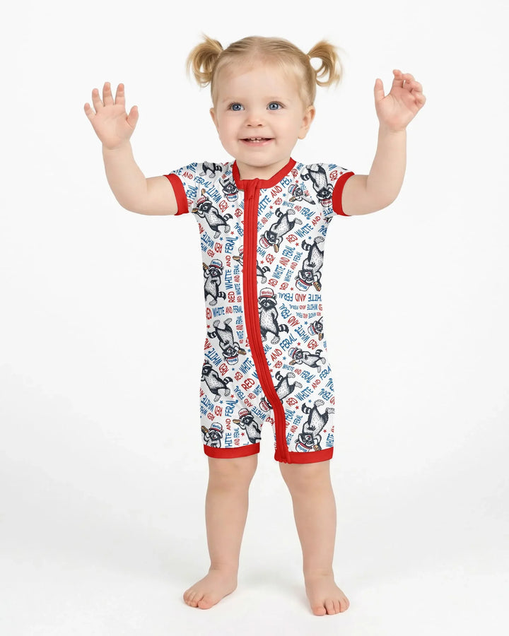 Red White and Feral Bamboo Shorty Zippy