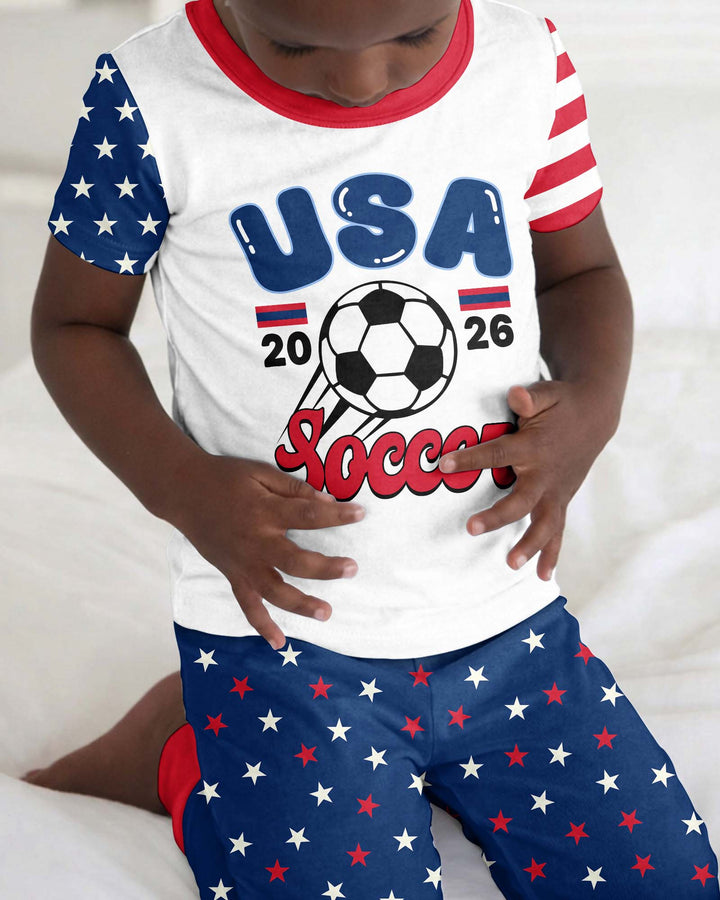 USA Soccer Cup Bamboo Two Piece Short Sleeve Pajama Set