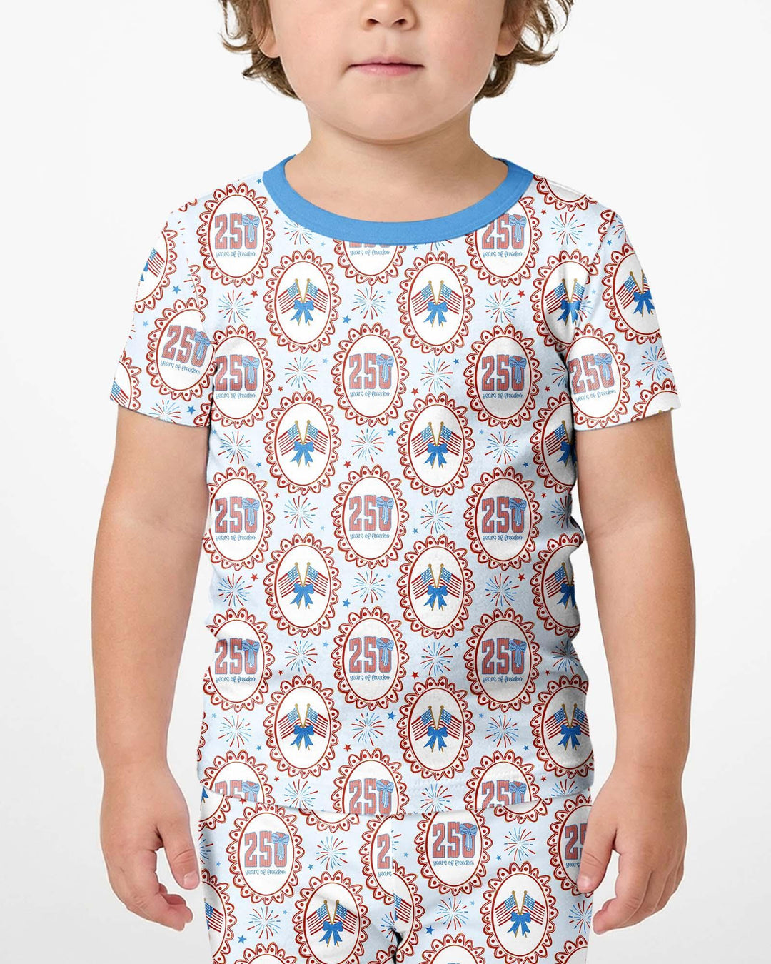 Patriotic Coquette Bamboo Two Piece Short Sleeve Shorts Pajama Set