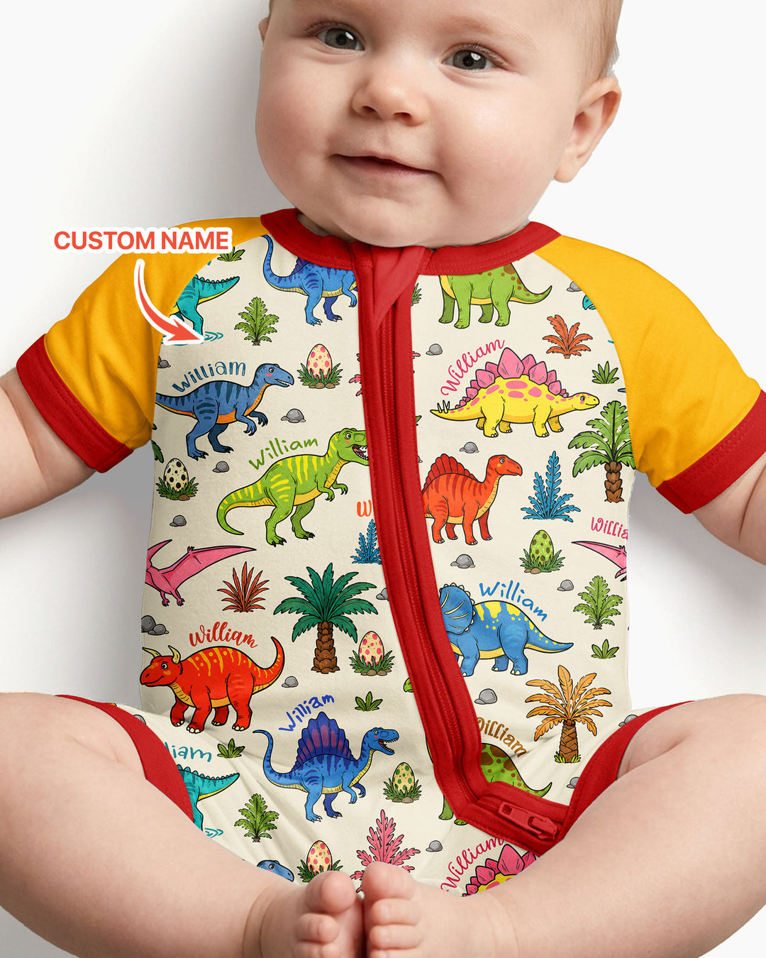 Dino Field Guide Custom Name Bamboo Shorty Zippy